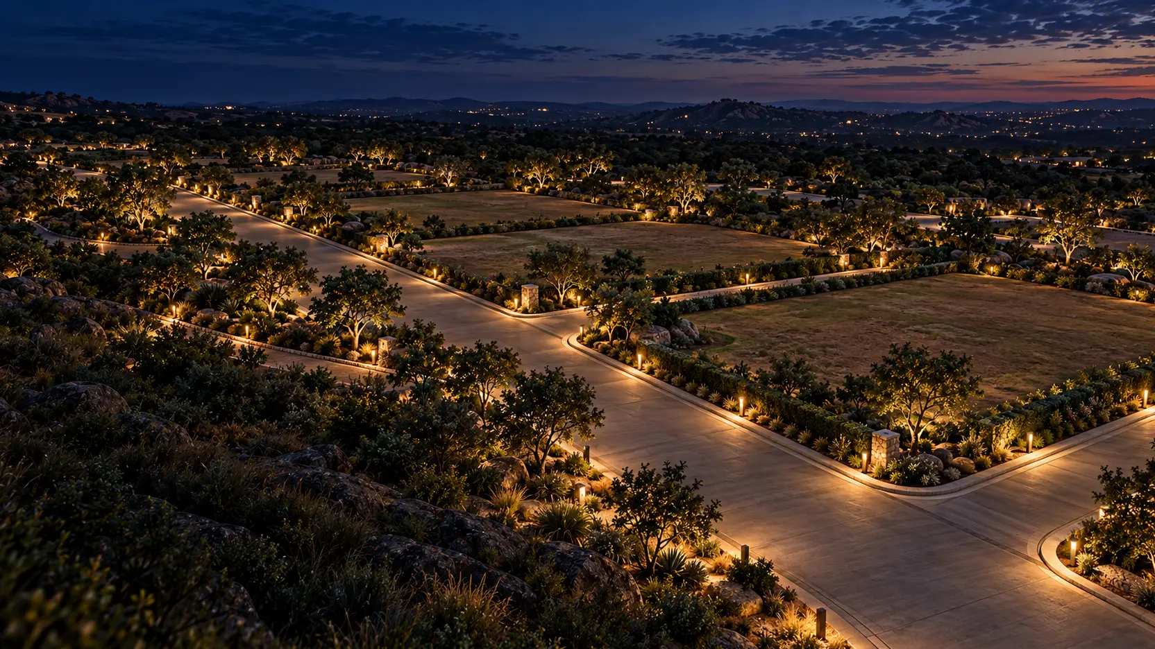 Artistic visualization of premium developed villa plots